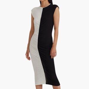 Paloma Wool Black and White Colorblock Midi Dress